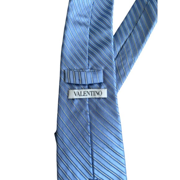 VALENTINO Men's Blue Silk Blend Neck Tie - Picture 6 of 8
